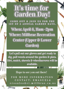 Millbrae Garden Day announcement for April 6, 2024